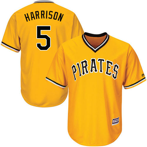 Pirates #5 Josh Harrison Gold Cool Base Stitched Youth MLB Jersey - Click Image to Close